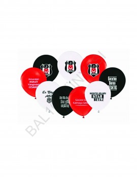 Siyah Beyaz Beşiktaş Baskılı Balon 10 Adet