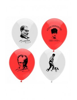 30 Adet Atatürk Baskılı Balon 12 İnç 