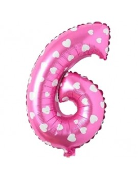 6 Rakam Pembe Puanlı Foyo Balon 36 cm