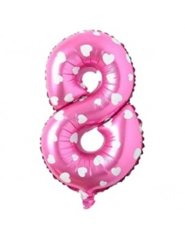 8 Rakam Pembe Puanlı Foyo Balon 36 cm