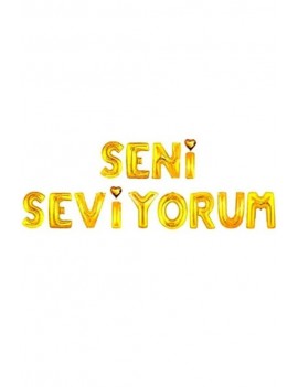 Seni Seviyorum Gold Renkli Folyo Balon