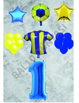 Taraftar Sarı Lacivert Doğum Günü Balon Seti Yaş-1