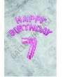 Pembe Puanlı Happy Bırthday ve Rakam Folyo Balon Seti Yaş 7