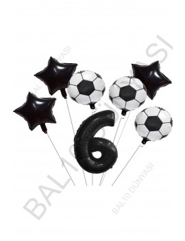 Yıldız Rakam Futbol Topu Desenli Folyo Balon Seti Yaş 6