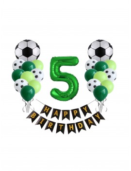 5 Yaş Futbol Temalı Yeşil Rakamlı Happy Bırthday Yazılı Doğum Günü Seti