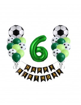 6 Yaş Futbol Temalı Yeşil Rakamlı Happy Bırthday Yazılı Doğum Günü Seti