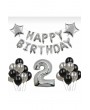 Gümüş 2 Yaş Happy Bırthday Folyo Balonlu Yıldızlı Set 