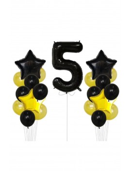 Sarı Gold Folyo Balon Rakam Set Dogum Günü Süsü 5 Yaş